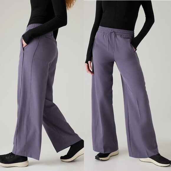 NWT ATHLETA Stride Pant Wide-Leg Pull-On Relaxed Nightfall Purple Size XS - Picture 1 of 12